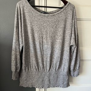 Grey long sleeve blouse 1x